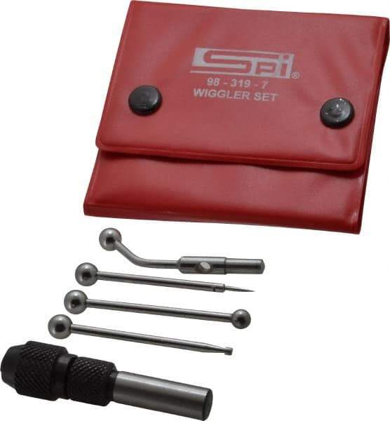 SPI - 0.0002 Inch Accuracy, Single End, Center Finder Set Mechanical - 0.1 Inch Head Diameter, Includes 4 Attachments, Case, Holder, 4 Pieces - Best Tool & Supply