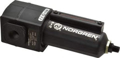 Norgren - 3/8" Port, 7.15" High x 2.68" Wide Intermediate Filter with Metal Bowl, Automatic Drain - 65 SCFM, 250 Max psi, 150°F Max Temp, Sight Glass Included, Modular Connection, 3.5 oz Bowl Capacity - Best Tool & Supply