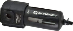 Norgren - 1/2" Port, 7.95" High x 3.15" Wide Standard Filter with Polycarbonate Bowl, Manual Drain - 140 SCFM, 150 Max psi, 125°F Max Temp, Modular Connection, Bowl Guard, 7 oz Bowl Capacity - Best Tool & Supply