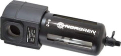 Norgren - 3/4" Port, 7.95" High x 3.15" Wide Standard Filter with Polycarbonate Bowl, Manual Drain - 140 SCFM, 150 Max psi, 125°F Max Temp, Modular Connection, Bowl Guard, 7 oz Bowl Capacity - Best Tool & Supply