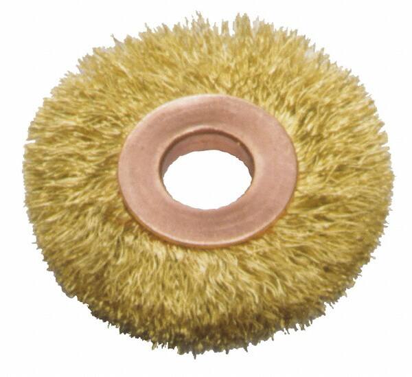 Made in USA - 2" OD, 1/2" Arbor Hole, Crimped Brass Wheel Brush - Best Tool & Supply