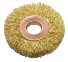 Made in USA - 2" OD, 1/2" Arbor Hole, Crimped Brass Wheel Brush - Best Tool & Supply