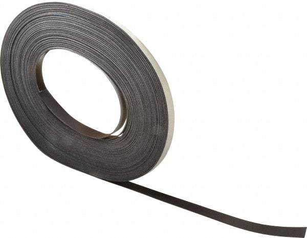 Mag-Mate - 100' Long x 1/2" Wide x 1/32" Thick Flexible Magnetic Strip - 4 Lb Max Pull Force, 2 Linear Ft/Lb Magnetic Pull Force, Adhesive Back - Best Tool & Supply