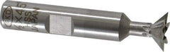 Interstate - 1/2" Diam x 1/4" Width of Cut, 45° Included Angle, High Speed Steel Dovetail Cutter - 3/8" Shank Diam, 1-7/8" Shank Length, 2-1/8" Overall Length - Best Tool & Supply