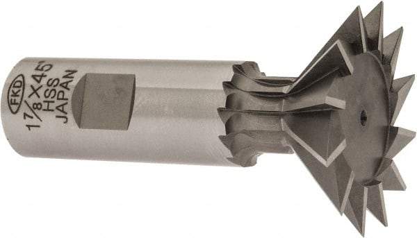 Interstate - 1-7/8" Diam x 13/16" Width of Cut, 45° Included Angle, High Speed Steel Dovetail Cutter - 7/8" Shank Diam, 2-7/16" Shank Length, 3-1/4" Overall Length - Best Tool & Supply