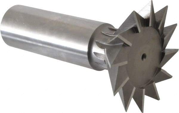 Interstate - 2-1/4" Diam x 1-1/16" Width of Cut, 45° Included Angle, High Speed Steel Dovetail Cutter - 1" Shank Diam, 2-11/16" Shank Length, 3-3/4" Overall Length - Best Tool & Supply