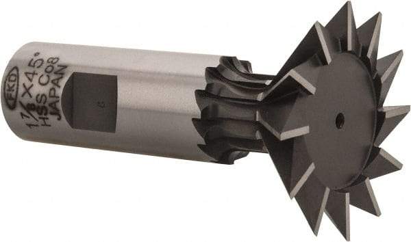 Interstate - 1-7/8" Diam x 13/16" Width of Cut, 45° Included Angle, Cobalt Dovetail Cutter - 7/8" Shank Diam, 2-7/16" Shank Length, 3-1/4" Overall Length - Best Tool & Supply