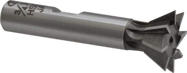 Interstate - 3/4" Diam x 5/16" Width of Cut, 60° Included Angle, Cobalt Dovetail Cutter - 3/8" Shank Diam, 2-1/8" Overall Length, Uncoated - Best Tool & Supply