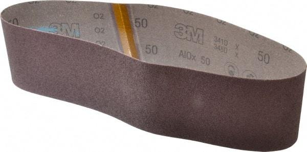 3M - 4" Wide x 36" OAL, 50 Grit, Aluminum Oxide Abrasive Belt - Aluminum Oxide, Coarse, Coated, X Weighted Cloth Backing, Series 341D - Best Tool & Supply