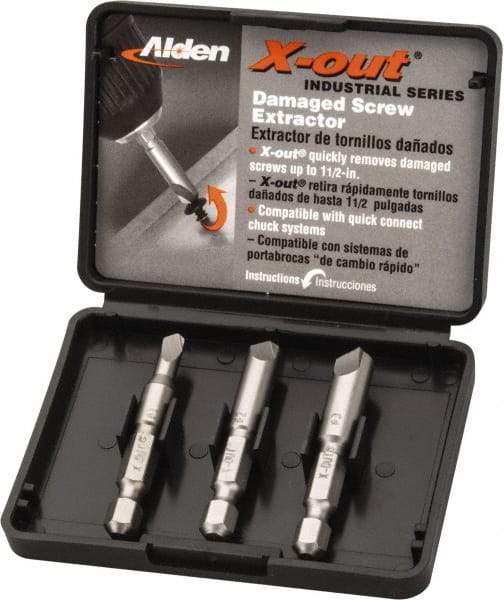 Alden - 3 Piece Quick-Connect Screw Extractor/Drill Set - Screw Range #6 to #14 - Best Tool & Supply