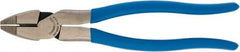 Channellock - 9" OAL, 1-17/32" Jaw Length x 1-5/16" Jaw Width, Linesman's Pliers - Standard Jaw, Rounded Nose Head, Plastic Dipped Handles - Best Tool & Supply