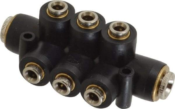 Norgren - 1/4" Inlet, 5/32" Outlet Manifold - 175°F Max, 260 Max PSI, 2 Inlet Ports, 3 Outlet Ports - Best Tool & Supply