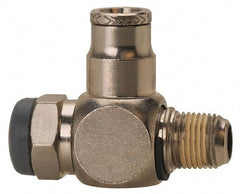 Norgren - 3/8" Tube Inlet x 1/4" NPT Outlet Tamper Resistant Flow Control Valve - 5 to 150 psi, Needle Valve & Brass Material - Best Tool & Supply