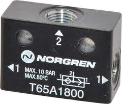 Norgren - 1/8" NPT x 1/8" NPT Shuttle Valve - 10 to 145 psi & Zinc Body - Best Tool & Supply