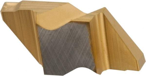 Kennametal - 2M220NG K Grade KC730, 2.2mm Cutting Width Carbide Grooving Insert - 2.79mm Max Depth of Cut, Left Hand, 0.19mm Corner Radius, TiN Finish - Best Tool & Supply