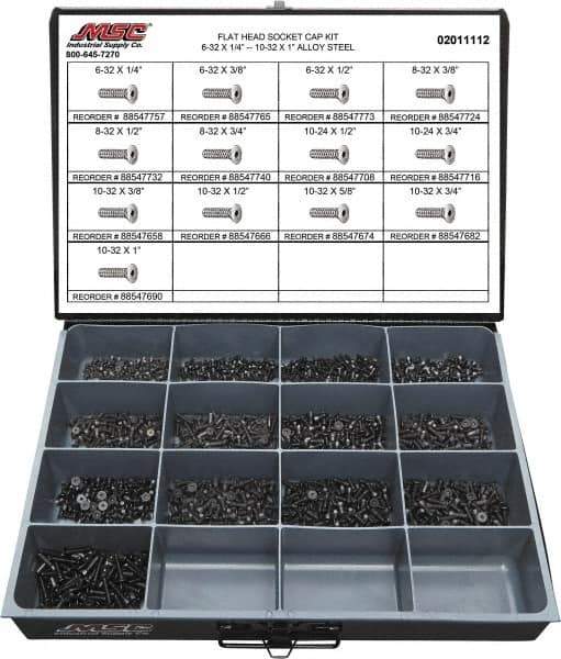 Value Collection - 1,300 Piece Steel Socket Head Cap Screws - #6 to #10 Thread - Best Tool & Supply