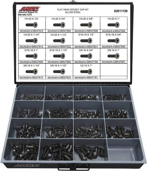 Value Collection - 360 Piece Steel Socket Head Cap Screws - 1/4 to 1/2 Thread - Best Tool & Supply