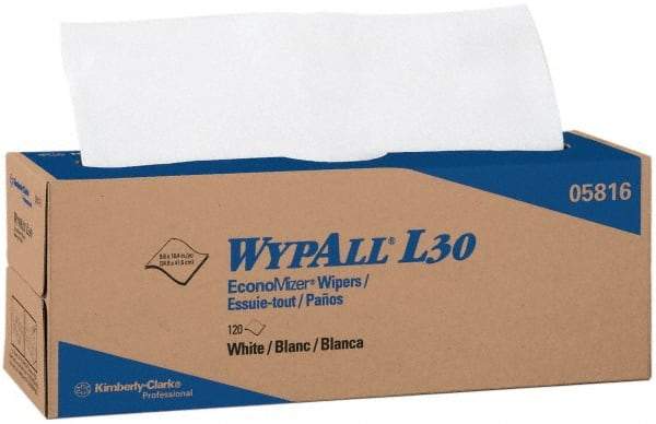 WypAll - L30 Dry General Purpose Wipes - Pop-Up, 9-3/4" x 16-3/8" Sheet Size, White - Best Tool & Supply