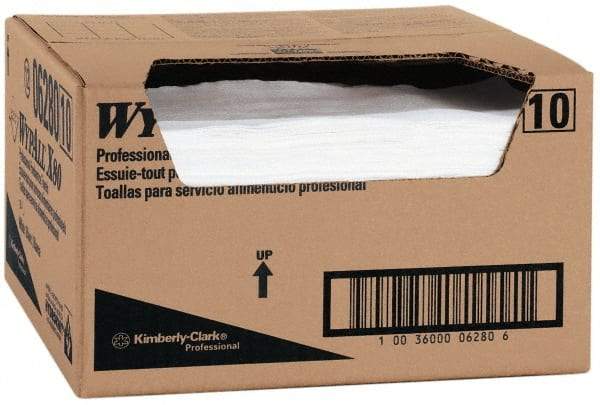 WypAll - X80 1/4 Fold Food Service Wipes - Box, 23-1/2" x 12-1/2" Sheet Size, Blue & White - Best Tool & Supply