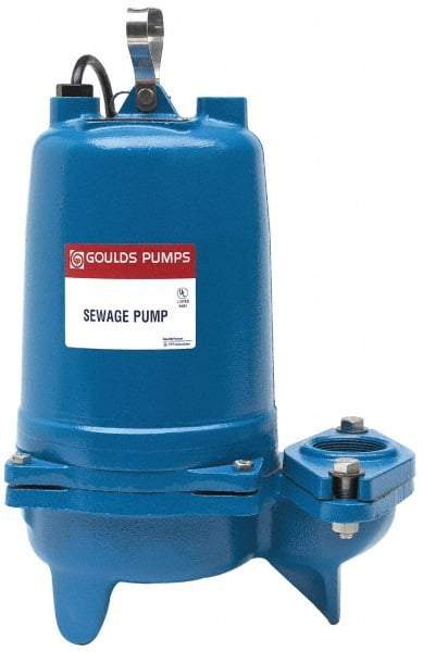 Goulds Pumps - 1/2 hp, 230 Amp Rating, 230 Volts, Nonautomatic Operation, Sewage Pump - 1 Phase, Cast Iron Housing - Best Tool & Supply