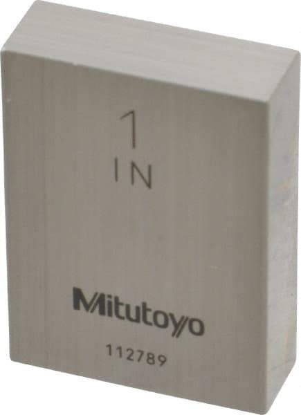 Mitutoyo - 1" Rectangular Steel Gage Block - Accuracy Grade 0, Includes Certificate of Inspection - Best Tool & Supply