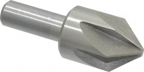 Interstate - 1" Head Diam, 1/2" Shank Diam, 6 Flute 82° High Speed Steel Countersink - Bright Finish, 2-3/4" OAL, Single End, Straight Shank, Right Hand Cut - Best Tool & Supply