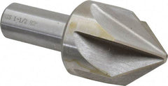 Interstate - 1-1/2" Head Diam, 3/4" Shank Diam, 6 Flute 82° High Speed Steel Countersink - Bright Finish, 3-1/2" OAL, Single End, Straight Shank, Right Hand Cut - Best Tool & Supply