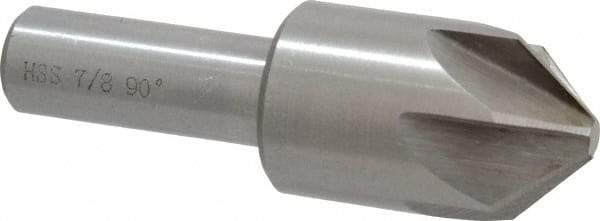 Interstate - 7/8" Head Diam, 1/2" Shank Diam, 6 Flute 90° High Speed Steel Countersink - Bright Finish, 2-3/4" OAL, Single End, Straight Shank, Right Hand Cut - Best Tool & Supply