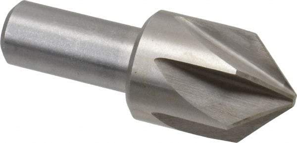 Interstate - 1-1/4" Head Diam, 3/4" Shank Diam, 6 Flute 90° High Speed Steel Countersink - Bright Finish, 3-3/8" OAL, Single End, Straight Shank, Right Hand Cut - Best Tool & Supply