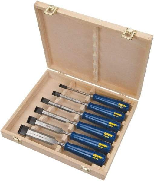 Irwin - 6 Piece Wood Chisel Set - 10-3/4" OAL, Sizes Included 1/4 to 1-1/4" - Best Tool & Supply