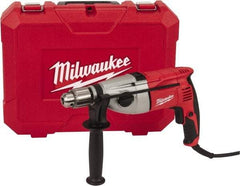 Milwaukee Tool - 120 Volt 1/2" Keyed Chuck Electric Hammer Drill - 0 to 20,000 & 0 to 40,000 BPM, 0 to 1,350 & 0 to 2,500 RPM, Reversible - Best Tool & Supply