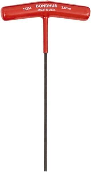 Bondhus - 2.5mm Hex, T-Handle Cushion Grip, Hex Key - 9" OAL, Metric System of Measurement - Best Tool & Supply