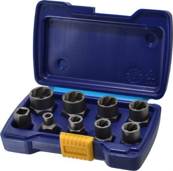 Irwin Hanson - 9 Piece Bolt Extractor Set - 3/8" Drive, Molded Plastic Case - Best Tool & Supply