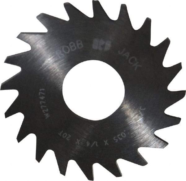 RobbJack - 3/4" Diam x 0.035" Blade Thickness x 1/4" Arbor Hole Diam, 20 Tooth Slitting and Slotting Saw - Arbor Connection, Right Hand, Uncoated, Solid Carbide, Concave Ground - Best Tool & Supply