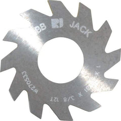 RobbJack - 1" Diam x 0.0781" Blade Thickness x 3/8" Arbor Hole Diam, 12 Tooth Slitting and Slotting Saw - Arbor Connection, Right Hand, Uncoated, Solid Carbide, Concave Ground - Best Tool & Supply