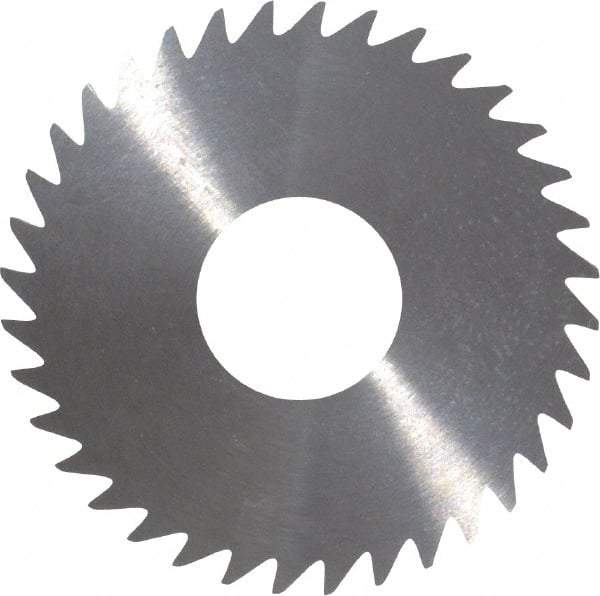 RobbJack - 1-1/2" Diam x 0.023" Blade Thickness x 1/2" Arbor Hole Diam, 36 Tooth Slitting and Slotting Saw - Arbor Connection, Right Hand, Uncoated, Solid Carbide, Concave Ground - Best Tool & Supply