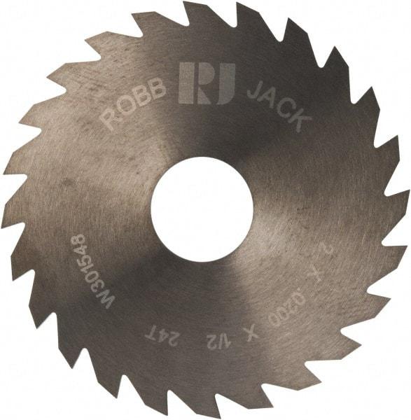 RobbJack - 2" Diam x 0.02" Blade Thickness x 1/2" Arbor Hole Diam, 24 Tooth Slitting and Slotting Saw - Arbor Connection, Right Hand, Uncoated, Solid Carbide, Concave Ground - Best Tool & Supply