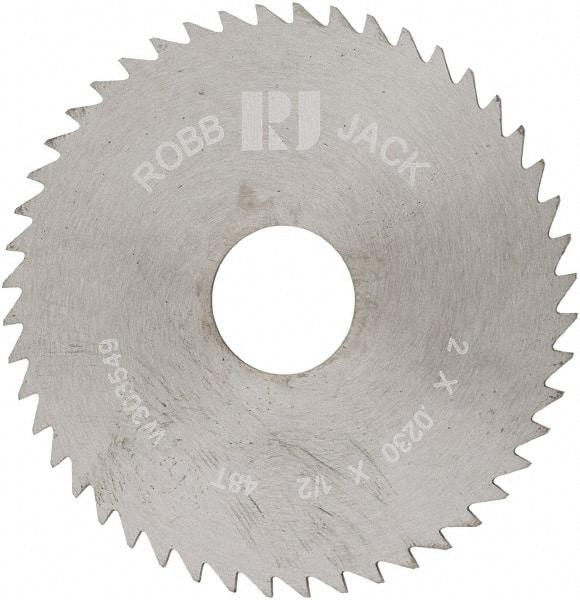 RobbJack - 2" Diam x 0.023" Blade Thickness x 1/2" Arbor Hole Diam, 48 Tooth Slitting and Slotting Saw - Arbor Connection, Right Hand, Uncoated, Solid Carbide, Concave Ground - Best Tool & Supply