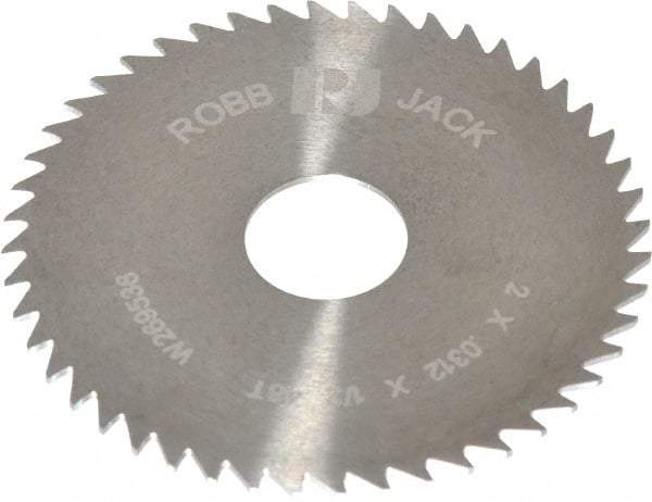 RobbJack - 2" Diam x 0.0312" Blade Thickness x 1/2" Arbor Hole Diam, 48 Tooth Slitting and Slotting Saw - Arbor Connection, Right Hand, Uncoated, Solid Carbide, Concave Ground - Best Tool & Supply