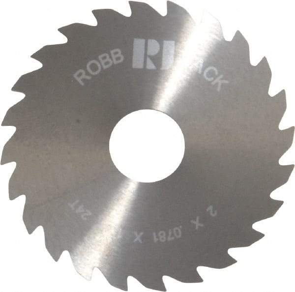 RobbJack - 2" Diam x 0.0781" Blade Thickness x 1/2" Arbor Hole Diam, 24 Tooth Slitting and Slotting Saw - Arbor Connection, Right Hand, Uncoated, Solid Carbide, Concave Ground - Best Tool & Supply