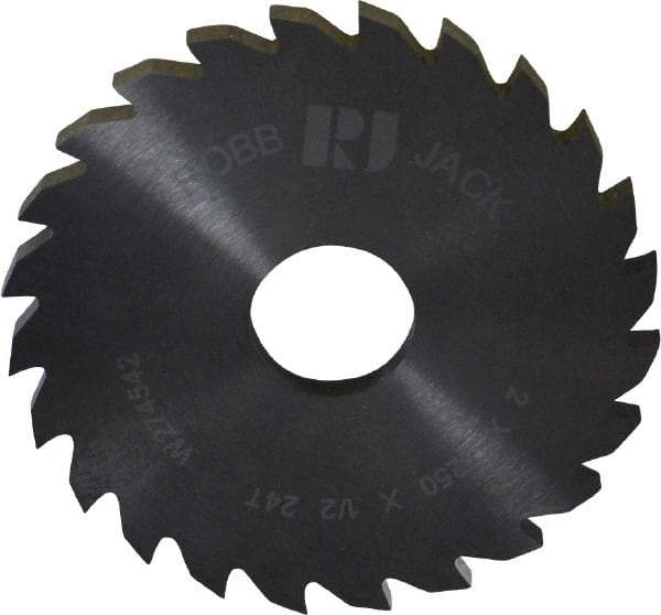 RobbJack - 2" Diam x 1/8" Blade Thickness x 1/2" Arbor Hole Diam, 24 Tooth Slitting and Slotting Saw - Arbor Connection, Right Hand, Uncoated, Solid Carbide, Concave Ground - Best Tool & Supply