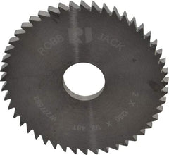 RobbJack - 2" Diam x 1/8" Blade Thickness x 1/2" Arbor Hole Diam, 48 Tooth Slitting and Slotting Saw - Arbor Connection, Right Hand, Uncoated, Solid Carbide, Concave Ground - Best Tool & Supply