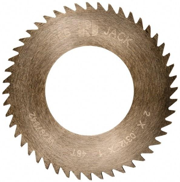 RobbJack - 2" Diam x 0.0312" Blade Thickness x 1" Arbor Hole Diam, 48 Tooth Slitting and Slotting Saw - Arbor Connection, Right Hand, Uncoated, Solid Carbide, Concave Ground - Best Tool & Supply