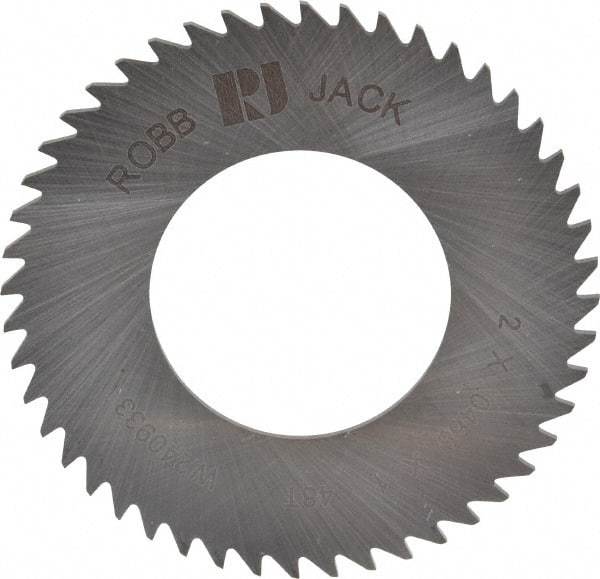 RobbJack - 2" Diam x 0.0468" Blade Thickness x 1" Arbor Hole Diam, 48 Tooth Slitting and Slotting Saw - Arbor Connection, Right Hand, Uncoated, Solid Carbide, Concave Ground - Best Tool & Supply