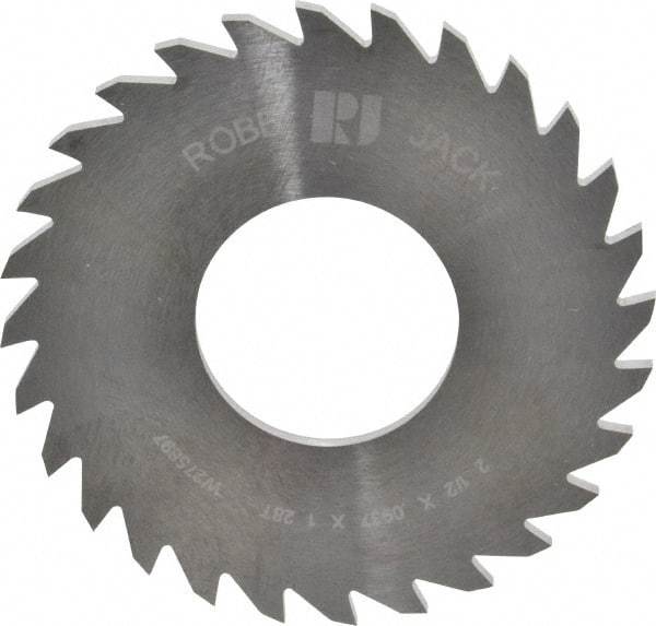 RobbJack - 2-1/2" Diam x 0.0937" Blade Thickness x 1" Arbor Hole Diam, 28 Tooth Slitting and Slotting Saw - Arbor Connection, Right Hand, Uncoated, Solid Carbide, Concave Ground - Best Tool & Supply