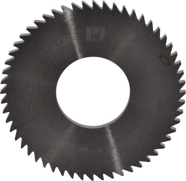 RobbJack - 2-1/2" Diam x 1/8" Blade Thickness x 1" Arbor Hole Diam, 56 Tooth Slitting and Slotting Saw - Arbor Connection, Right Hand, Uncoated, Solid Carbide, Concave Ground - Best Tool & Supply