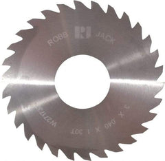 RobbJack - 3" Diam x 0.04" Blade Thickness x 1" Arbor Hole Diam, 30 Tooth Slitting and Slotting Saw - Arbor Connection, Right Hand, Uncoated, Solid Carbide, Concave Ground - Best Tool & Supply