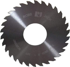 RobbJack - 3" Diam x 1/16" Blade Thickness x 1" Arbor Hole Diam, 30 Tooth Slitting and Slotting Saw - Arbor Connection, Right Hand, Uncoated, Solid Carbide, Concave Ground - Best Tool & Supply