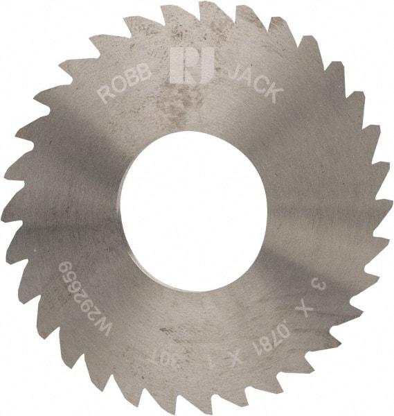 RobbJack - 3" Diam x 0.0781" Blade Thickness x 1" Arbor Hole Diam, 30 Tooth Slitting and Slotting Saw - Arbor Connection, Right Hand, Uncoated, Solid Carbide, Concave Ground - Best Tool & Supply