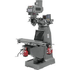 Jet - 9" Table Width x 49" Table Length, Variable Speed Pulley Control, 3 Phase Knee Milling Machine - R8 Spindle Taper, 3 hp - Best Tool & Supply